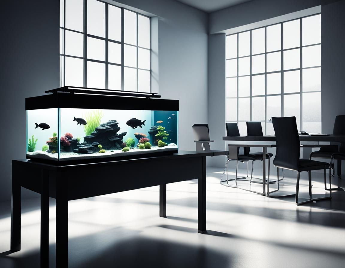 Monochrome Fish Tank Aquarium Concept Art