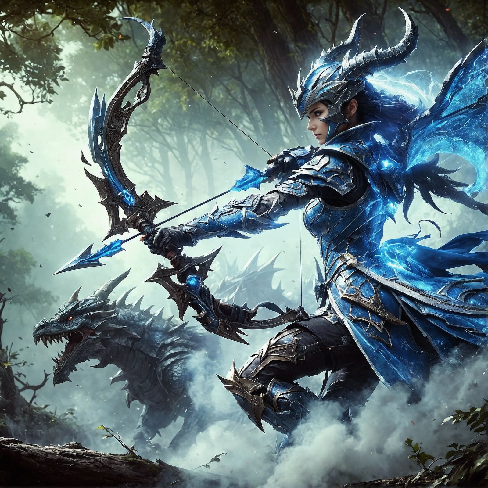 Female Dragonslayer in Epic Forest Battle