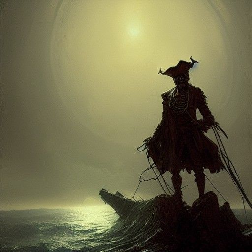 Horrific Pirate Skeleton in Doré Style