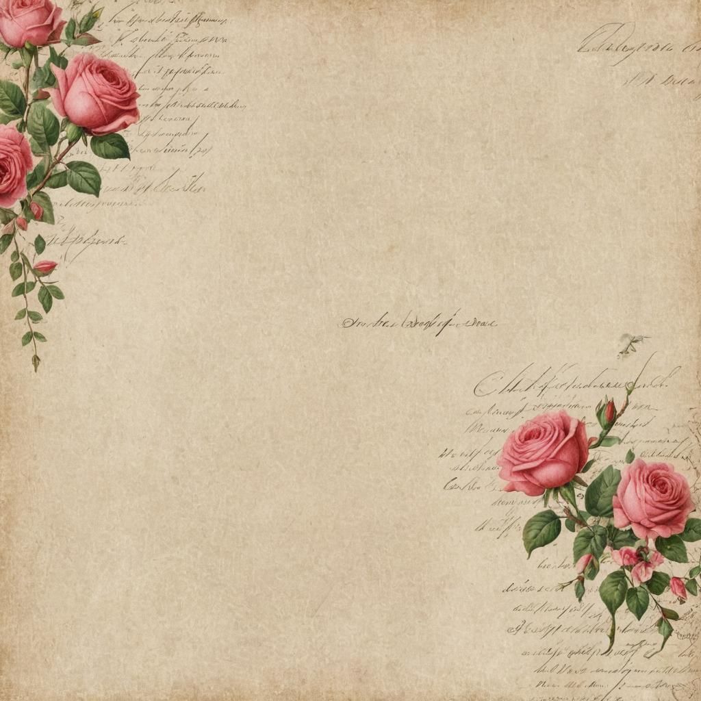 Roses with French Script Background