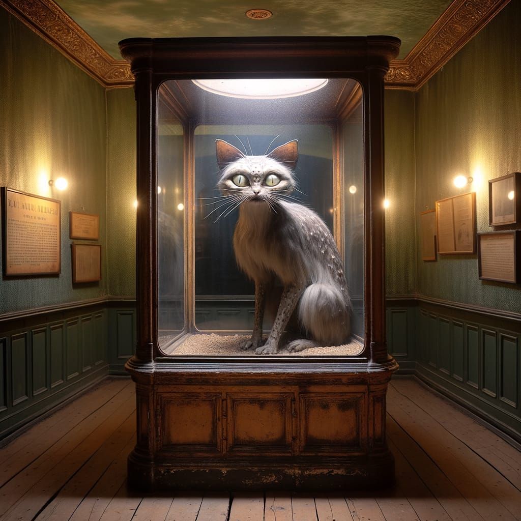 Mysterious Feline Cryptid in Aged Museum Exhibit