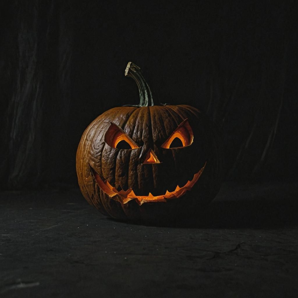 Sinister Jack-O-Lantern with Skeletal Hands in Dark Scene