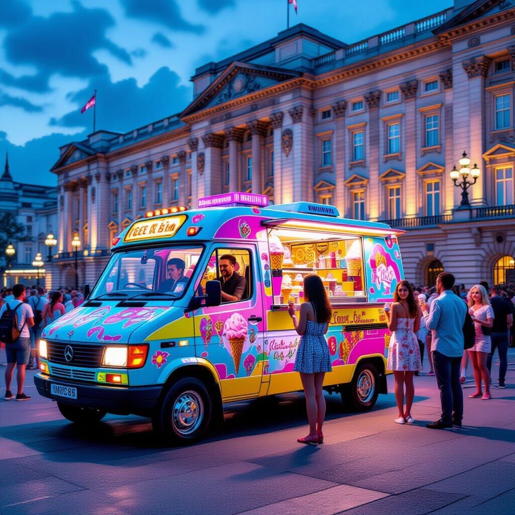 Ice Cream Van Outside Buckingham Palace in HDR