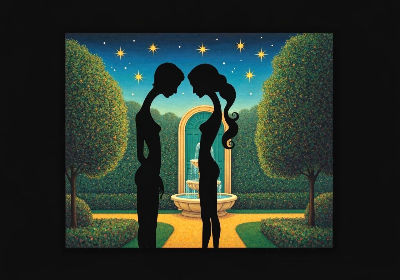 Art Deco Couple in Fantastic Garden