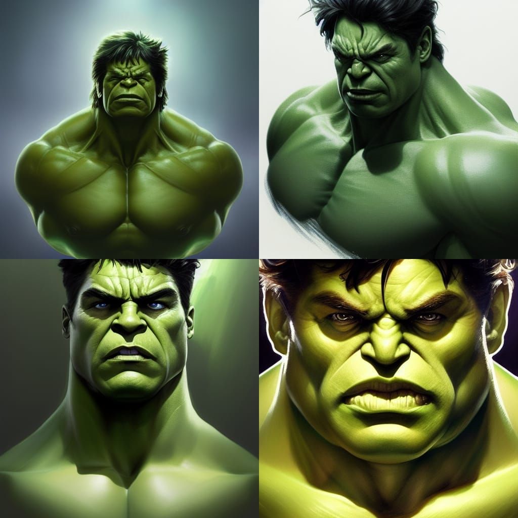 Hulk Portrait in Hyperdetailed Art Nouveau Style