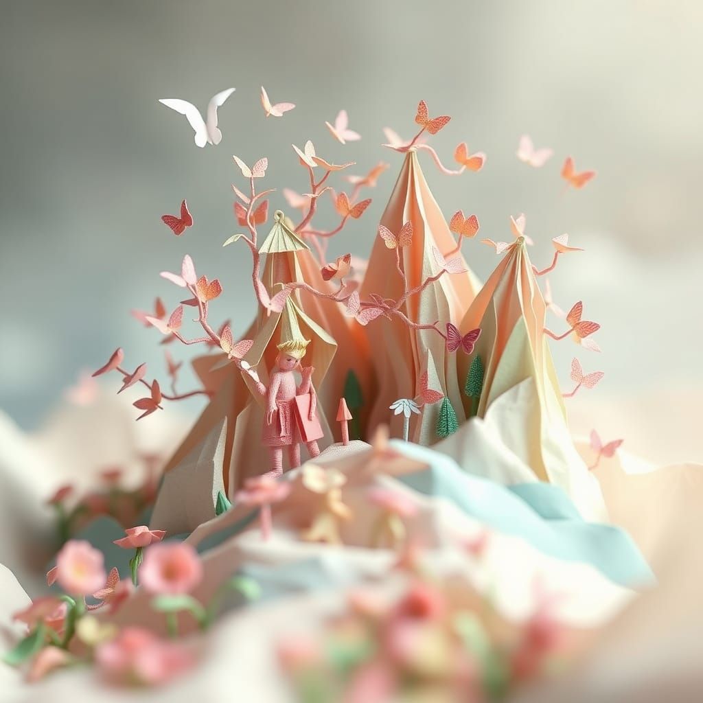 Dreamy Origami Papercraft in Whimsical Style