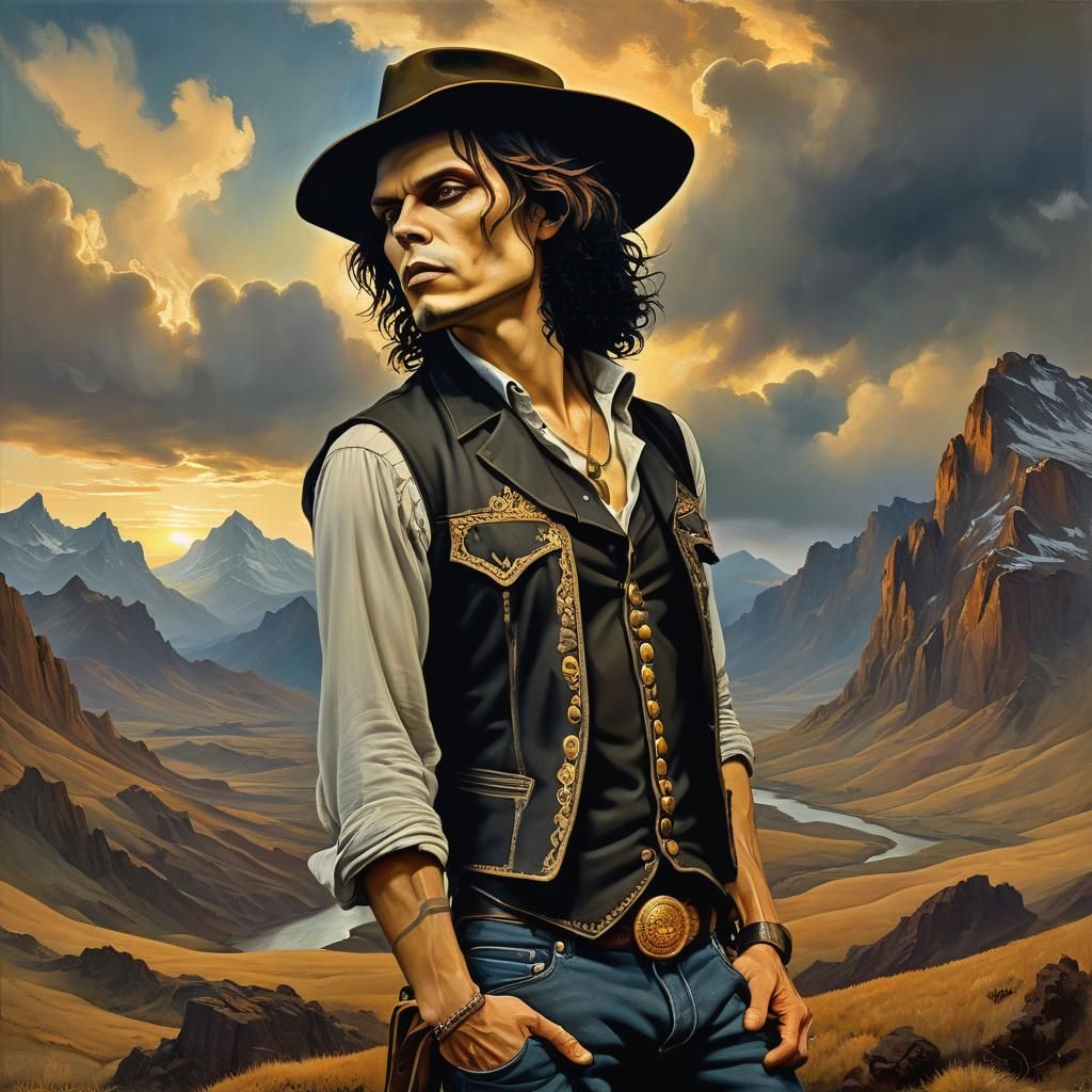 Epic 3D Painting of Man in Cowboy Hat
