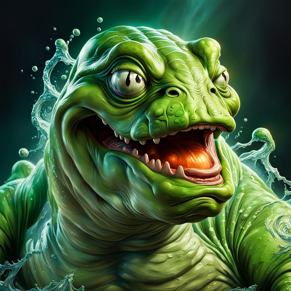 Hyperrealistic Slimer Splash Art: Ghostbusters Concept