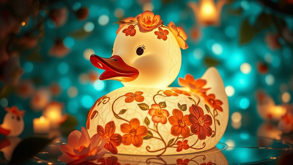 Surreal Light Duck in Ethereal Bloom