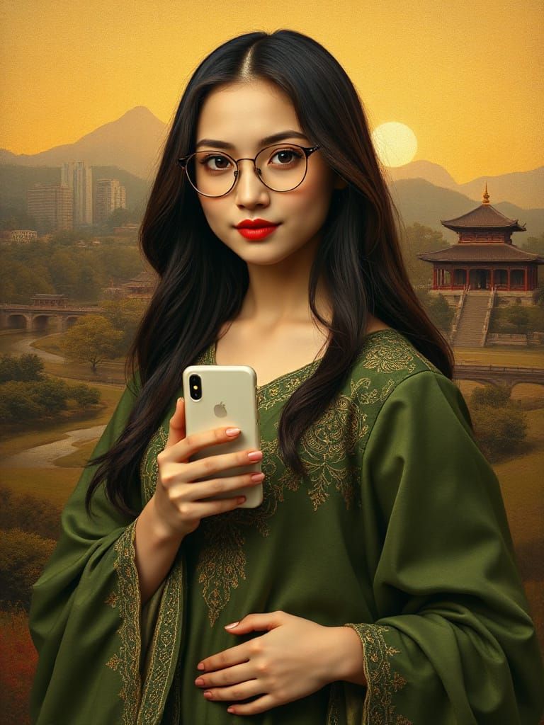 Enigmatic Woman in Modern Art Nouveau Style