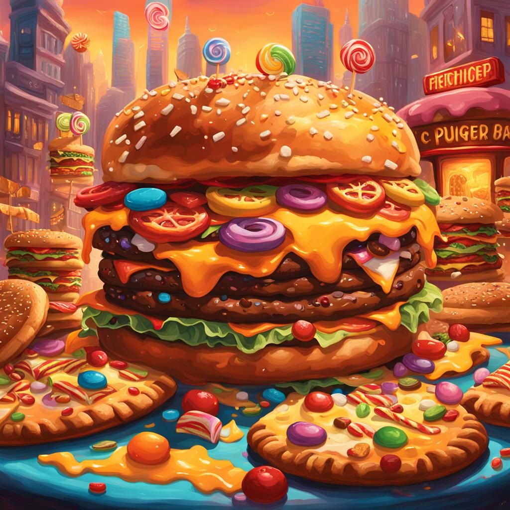 Giant Foodscape in Oil Painting Style