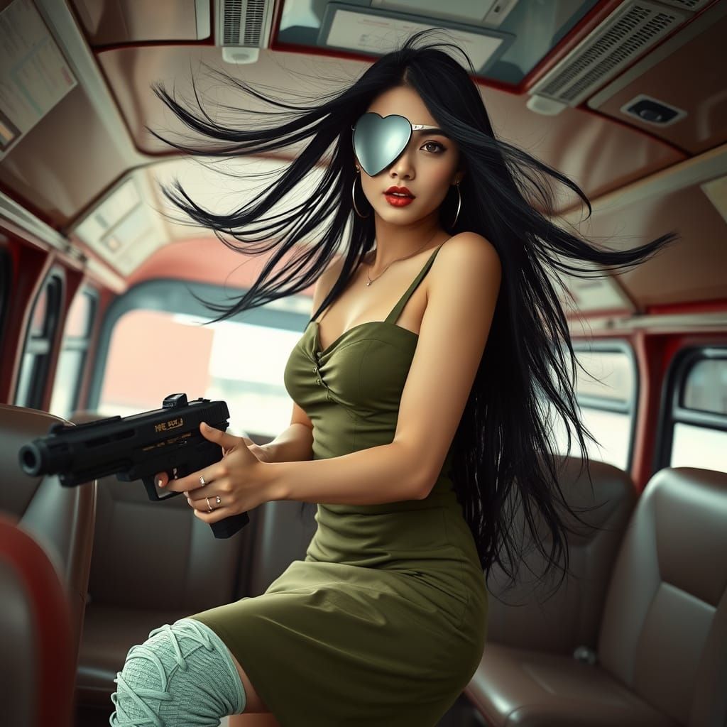 Korean Model Crashes Bus into Office with Laser Gun
