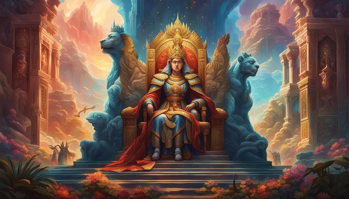 Sorrowful Goddess Enthroned in a Divine Paradise