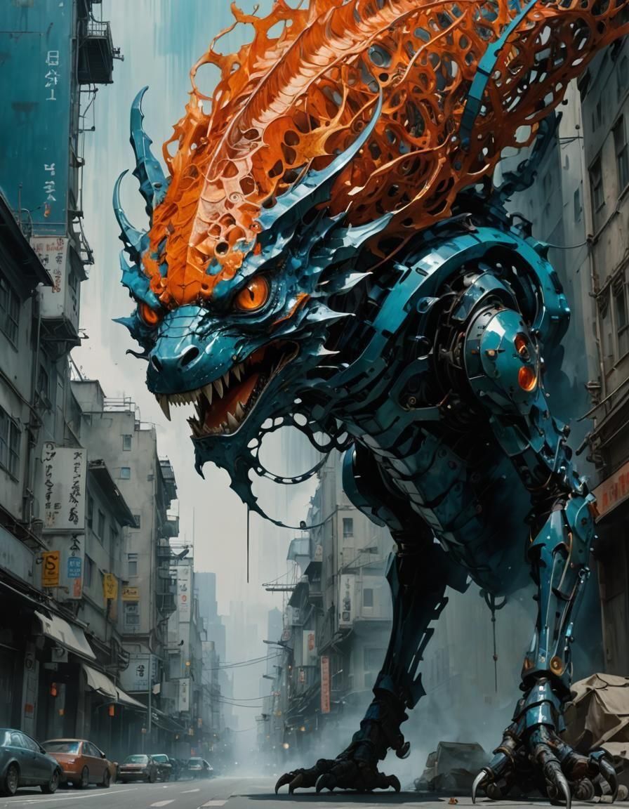 Armored Lizard Wreaks Havoc: Painterly Filigree Art