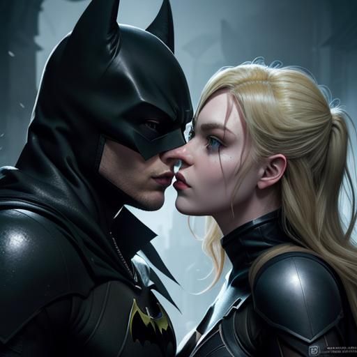 Batgirl and Batman Kissing: Fantasy Concept Art