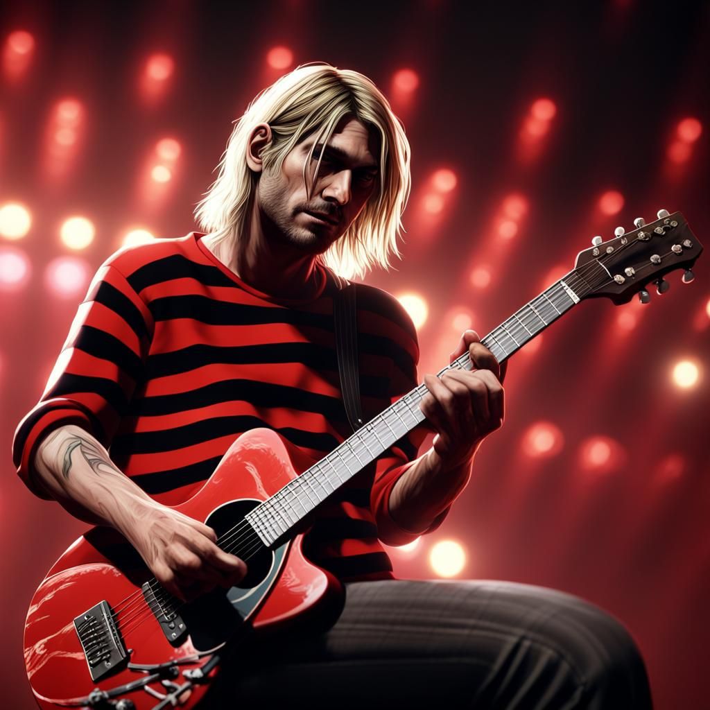 Kurt Cobain on Stage: Detailed Matte Painting