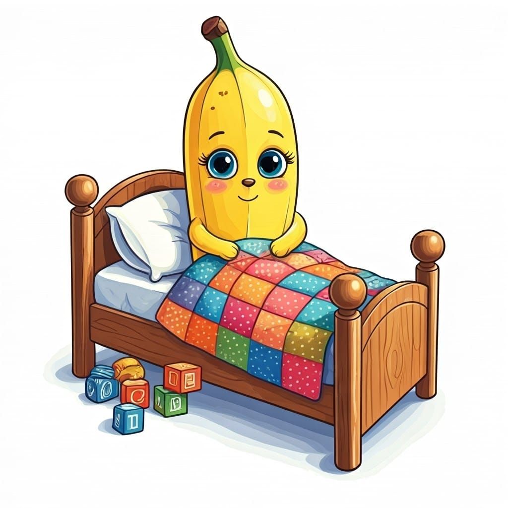 Cartoon Banana in Bed: Whimsical Digital Art