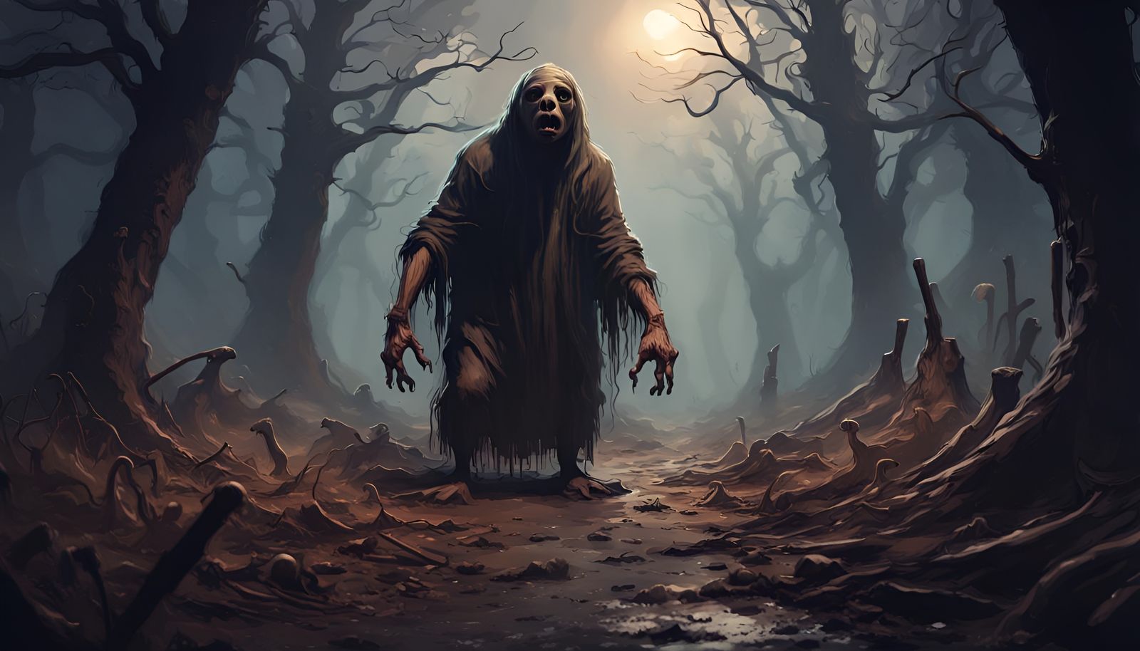 Sinister Mole People in Digital Brush Stroke Style