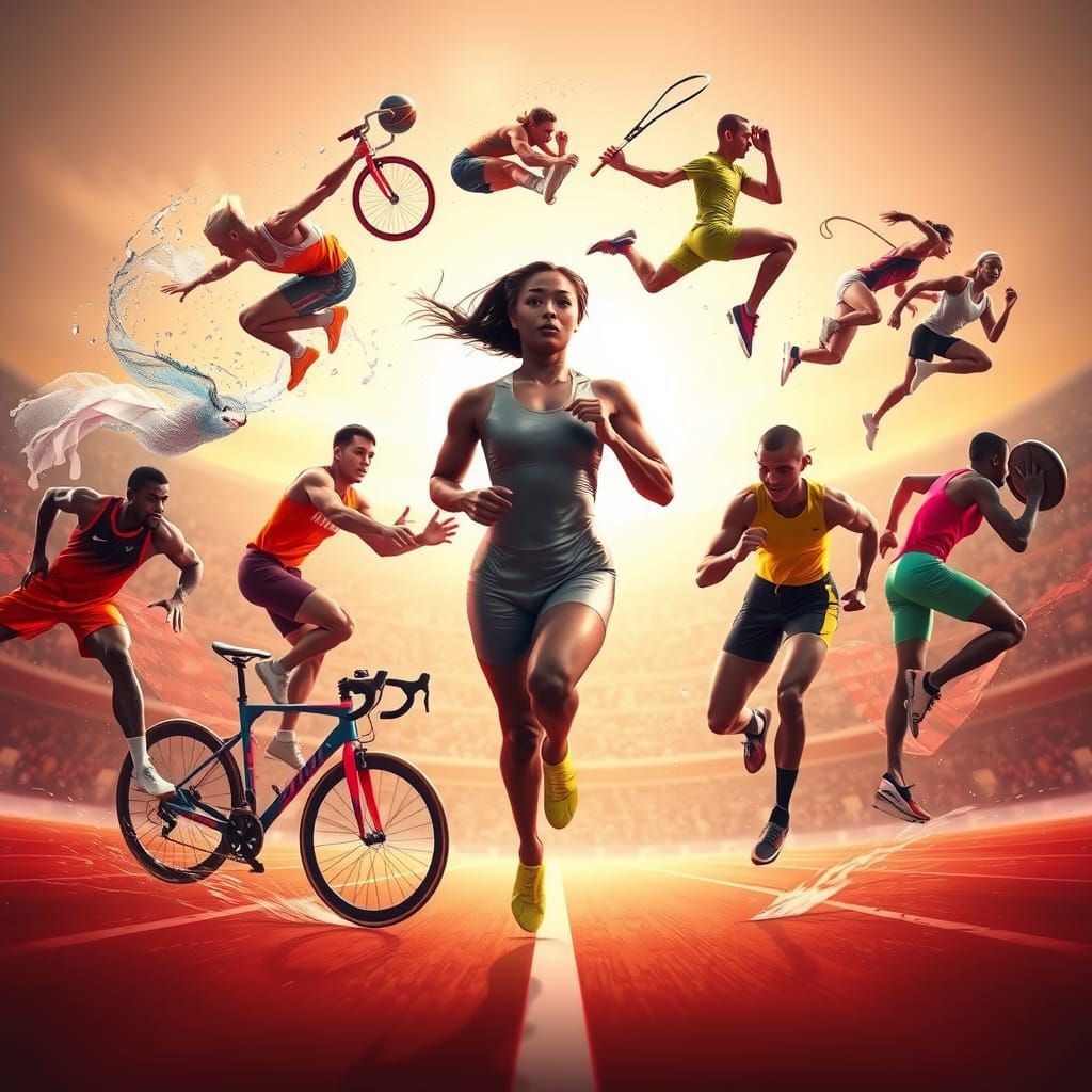 Dynamic Interlocking Circle of Diverse Athletes in Action