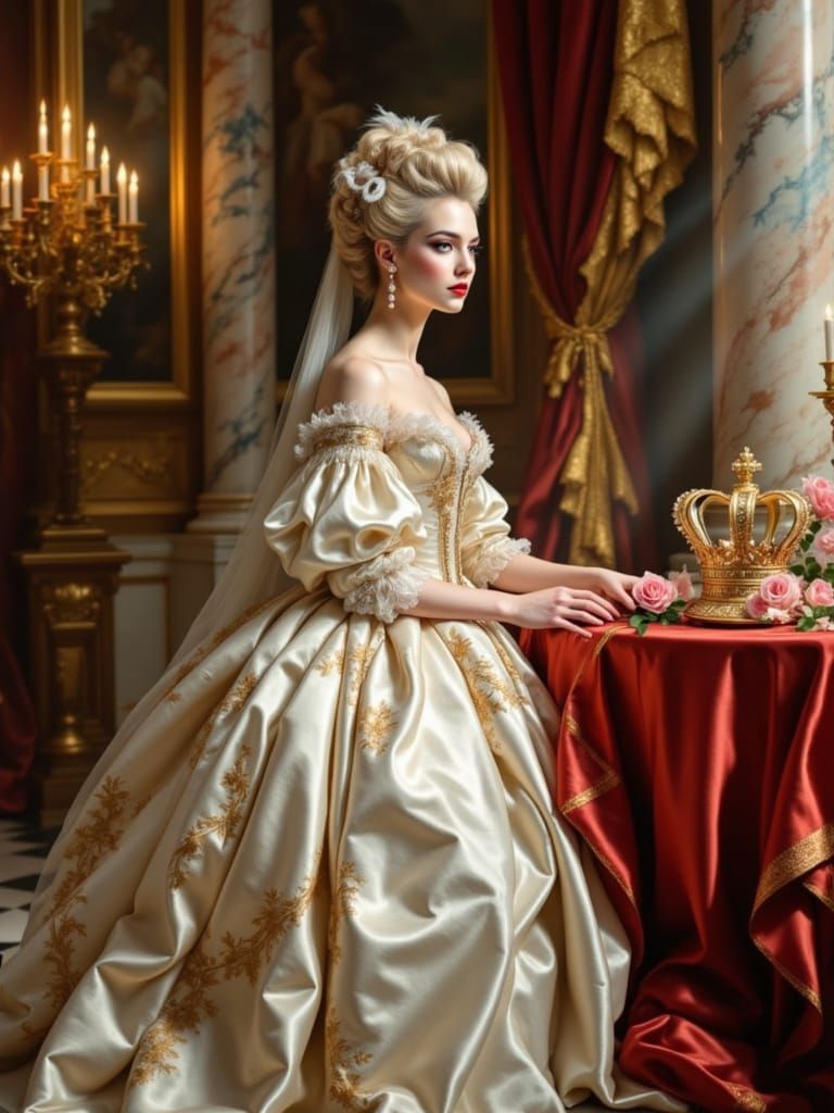 Elegant Noblewoman in Rococo Palace