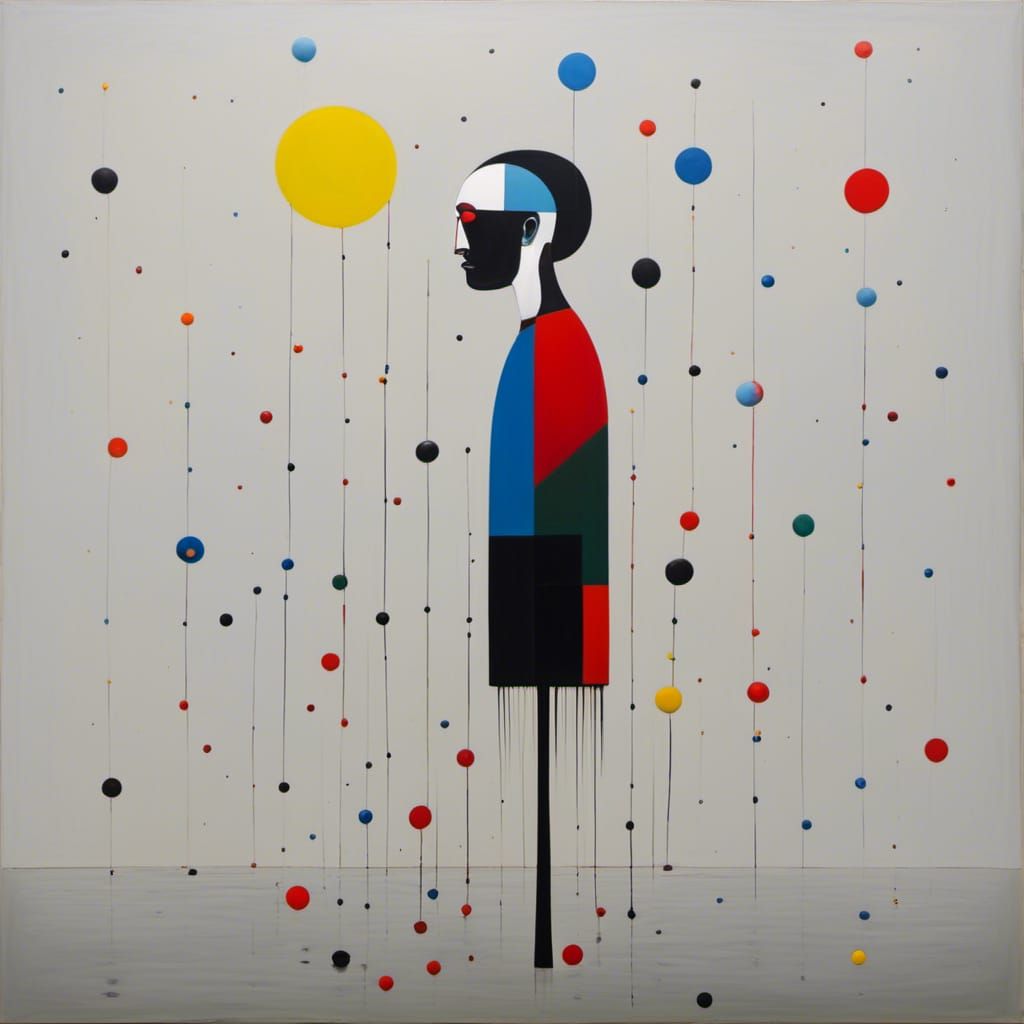 Minimalist Mixed Media Image of Man in Despair