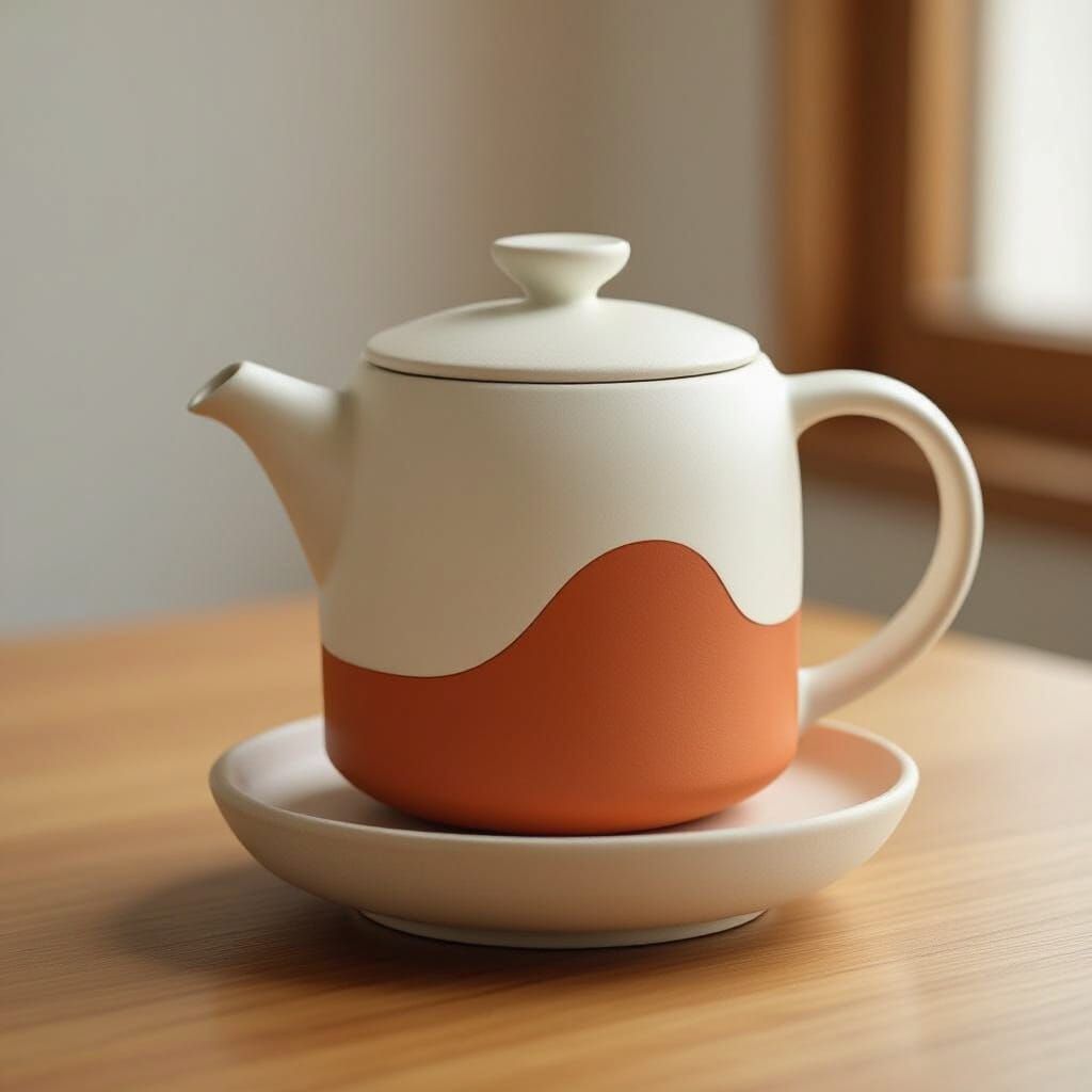 Minimalist Teapot with Geometric Shapes Design