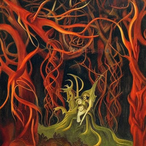 Demons and Harpies Feast in Mystical Candlelight