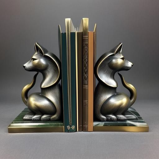 Art Deco Animal Bookends in Silvered Bronze