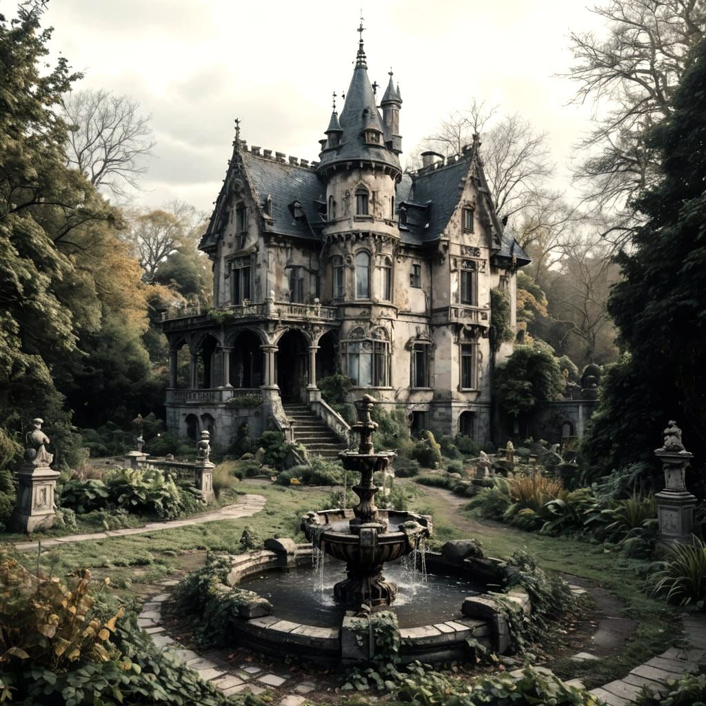 Romantic Castle in Twilight Atmosphere