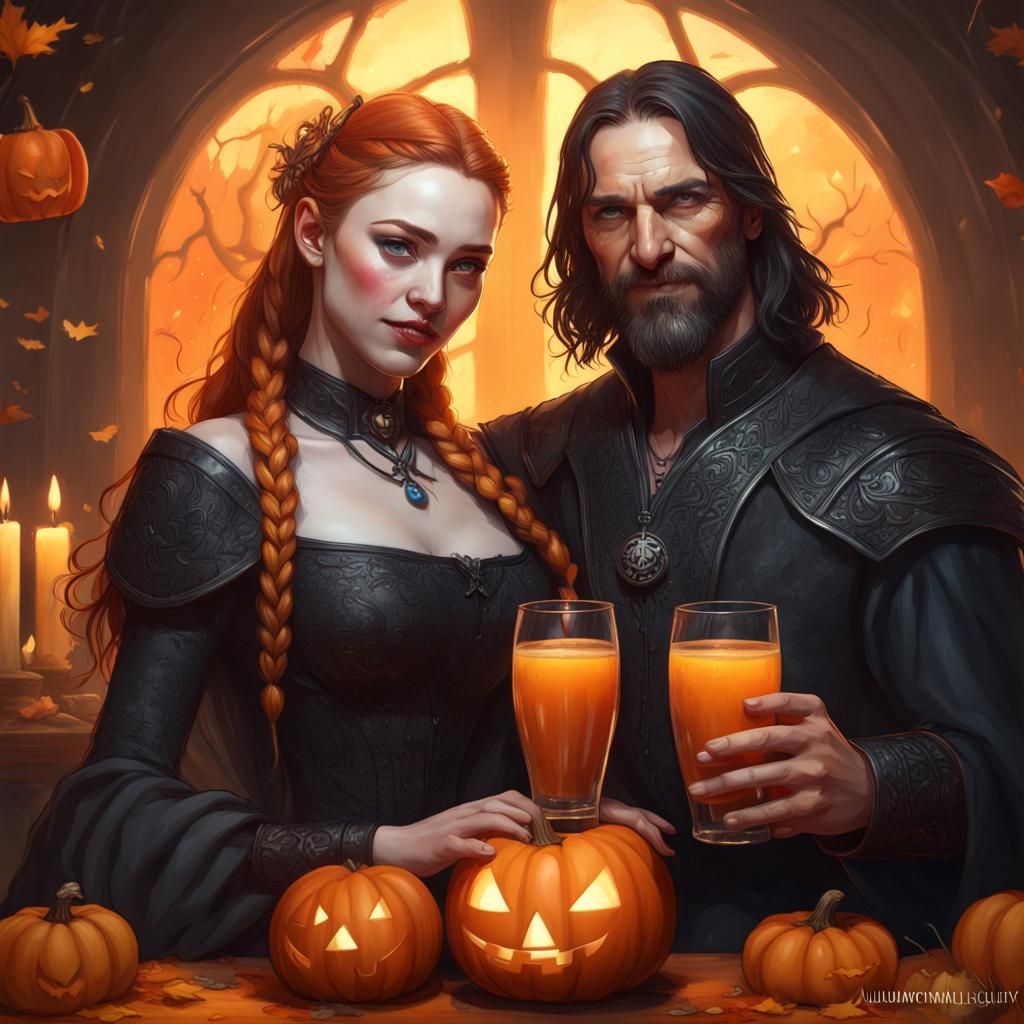 Sansa and Sandor at Halloween Party, Digital Portrait