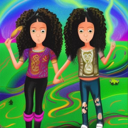 Twin Wizards in a Magical Anime Landscape