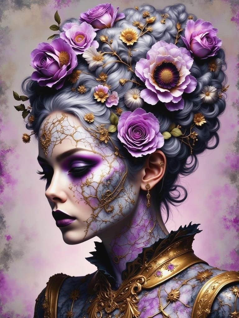 Baroque Fusion: Rococo Punk Male Portrait