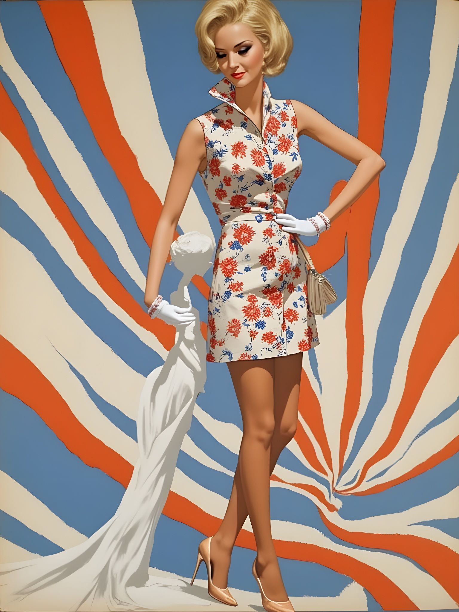 Groovy 1960s Woman in Impressionist Style