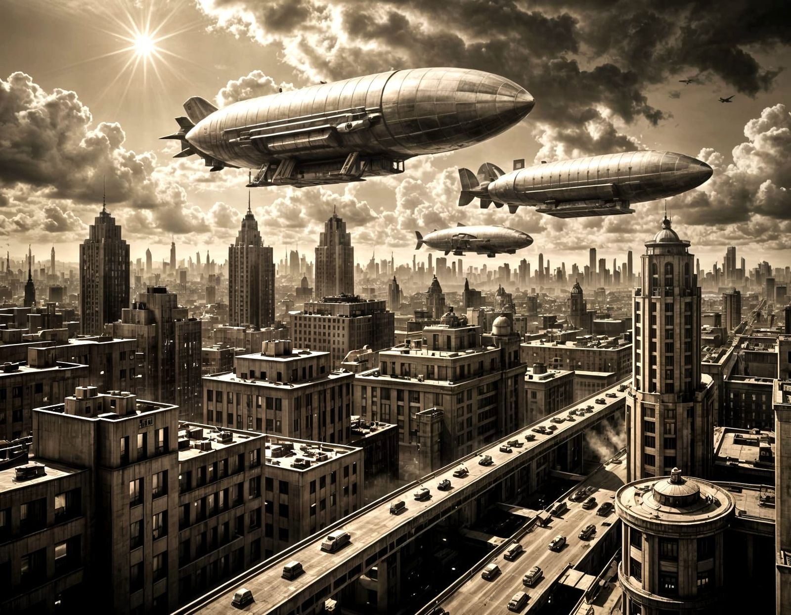Futuristic Metropolis in Art Deco Style