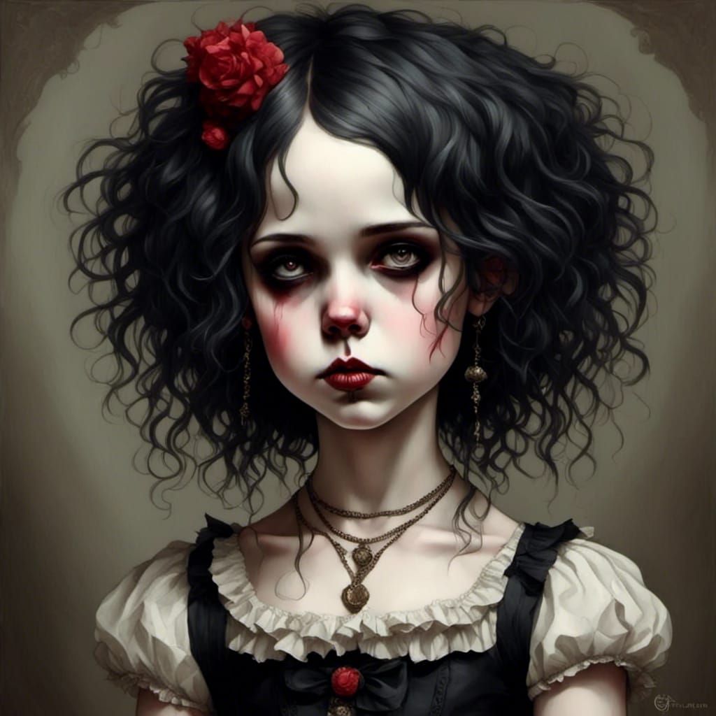 Goth Emo Clown in Mark Ryden Style