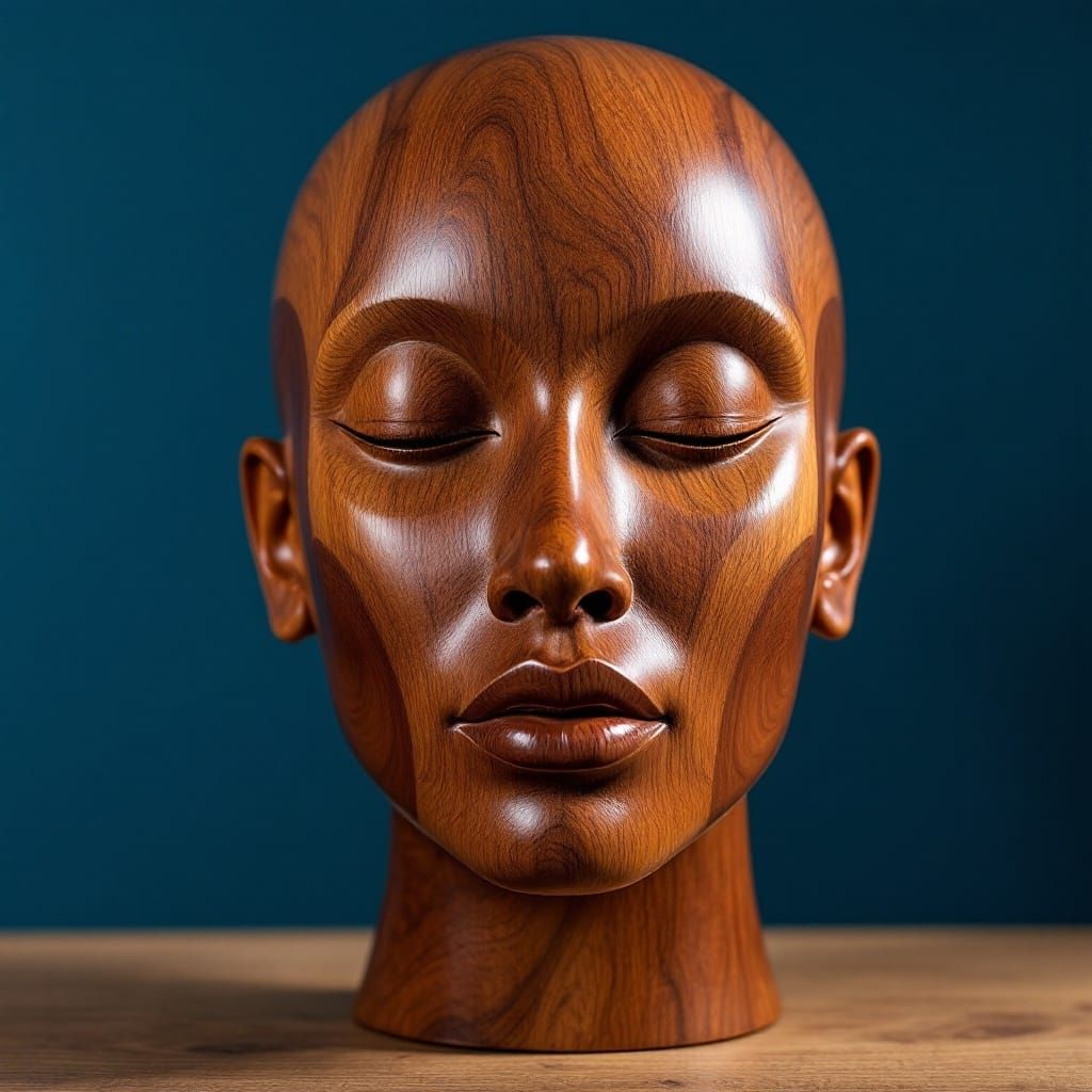 Mahogany Sculpture of a Woman's Face
