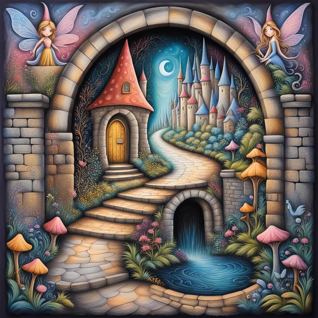 Dimensional Chalk Art: Mystical Fairy Land Entrance