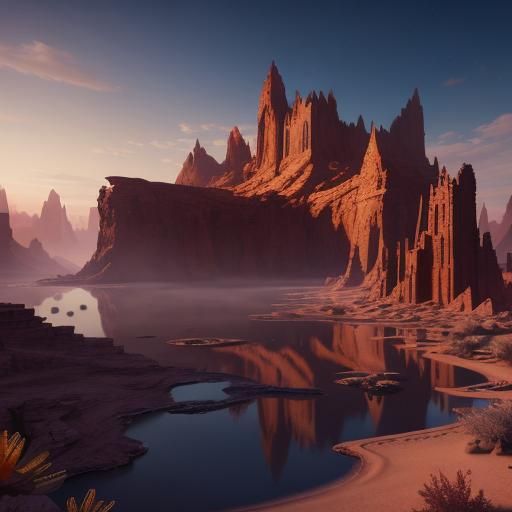Desert Oasis: Fantastical Matte Painting in Deep Color