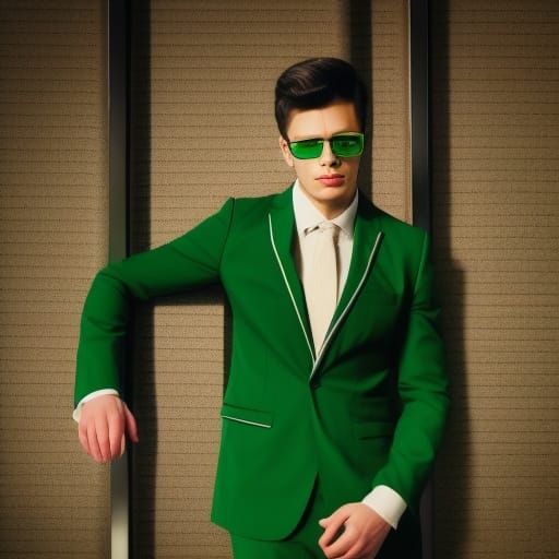 Gay Man in Striped Green Suit, Hyperrealistic