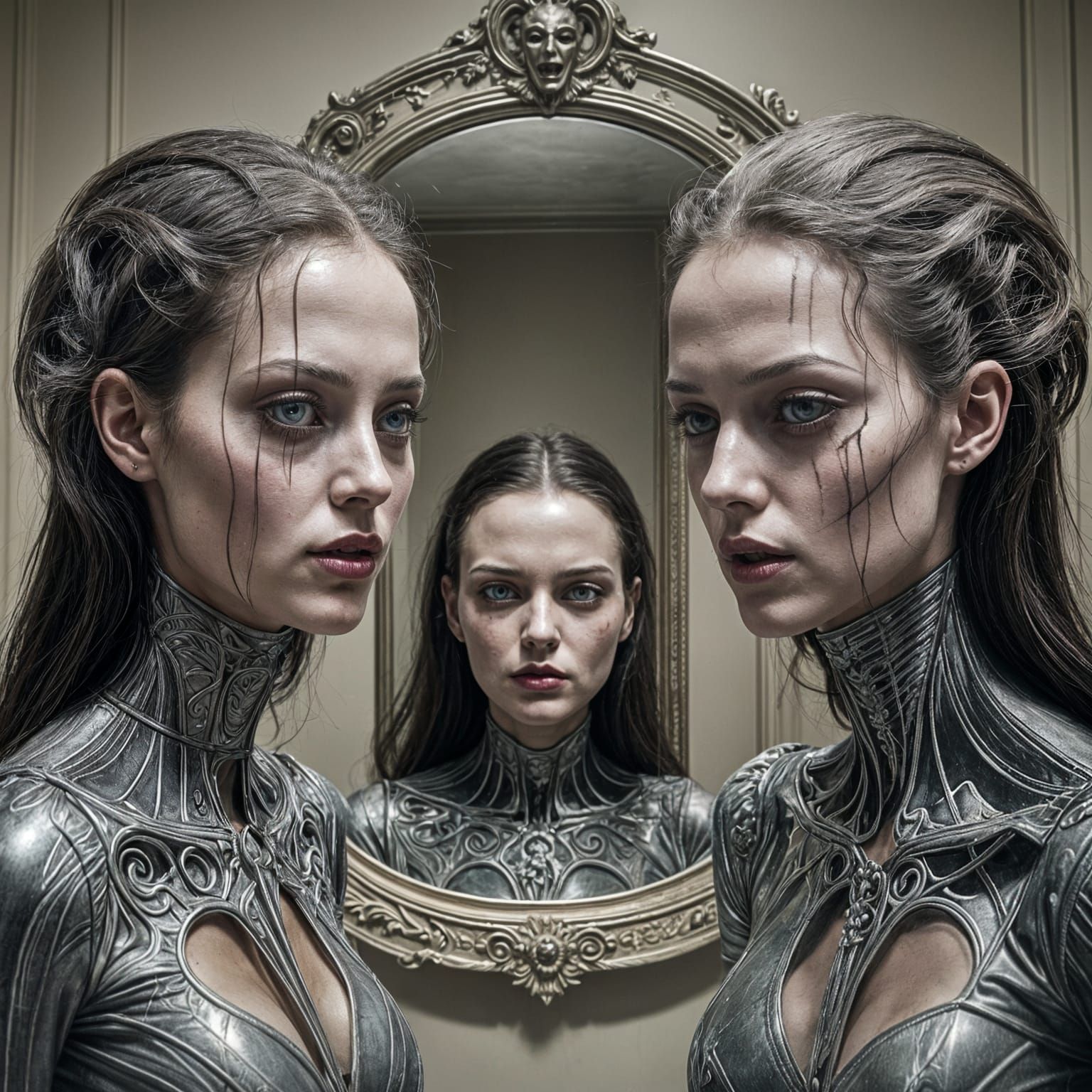 Surreal Nightmare Bedroom in Double Exposure