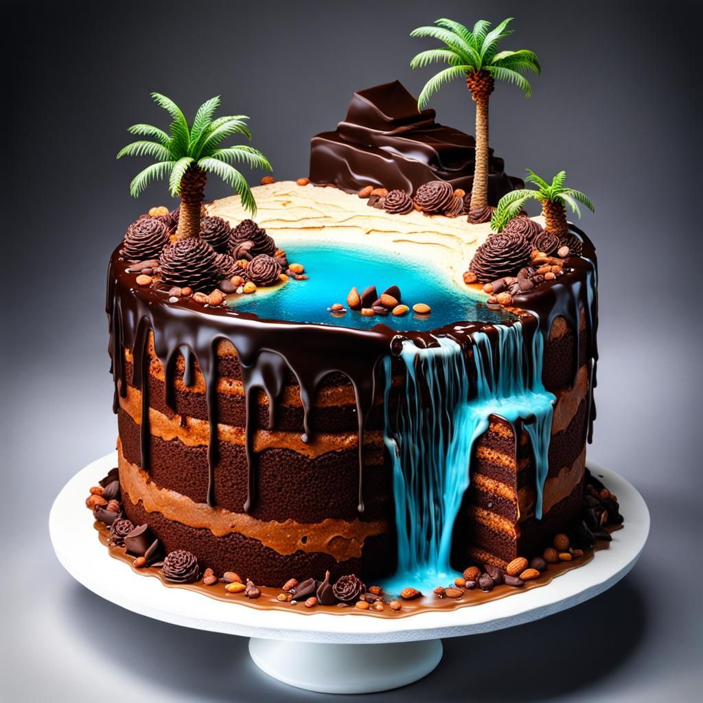 Desert island in cake
