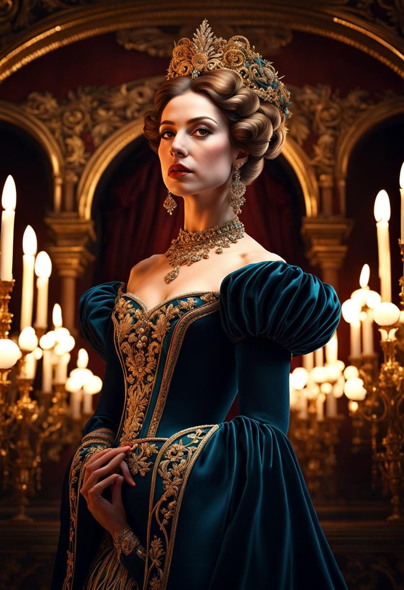 Renaissance Opera Singer in Overgrown Venetian Opera House