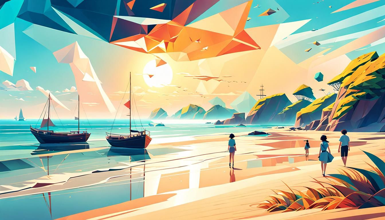 Anime Breeze at Seashore in Abstract Vector Art
