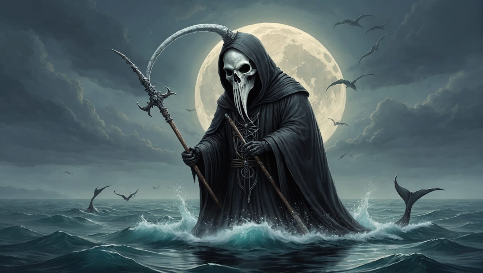 Narwhal Grim Reaper Dark Fantasy Art