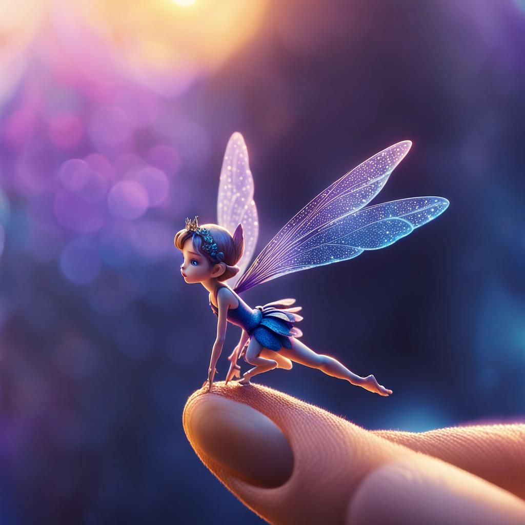 Tiny Fairy on Finger in Digital Matte Painting