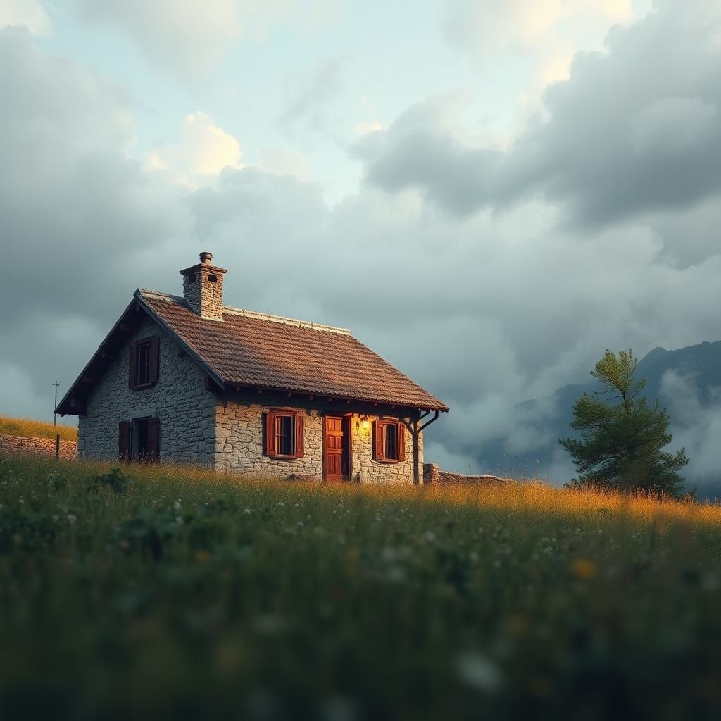 Italian Homestead Landscape as Fine Art Illustration