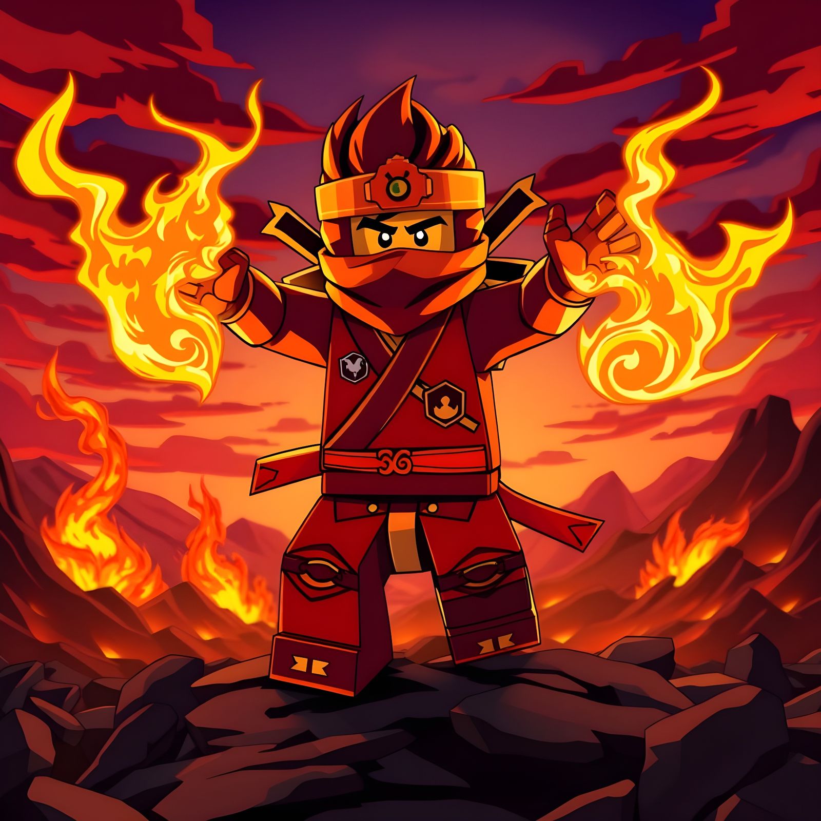 Ninjago Kai Unleashes Fiery Power in Dynamic Anime Action