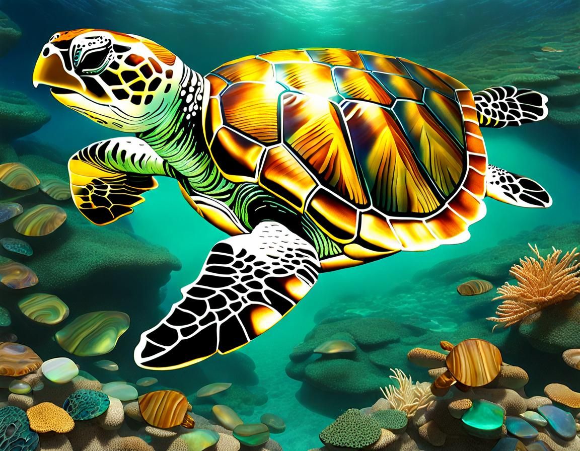 Sea Turtles in Ocean Paradise: Asian-Style Panel