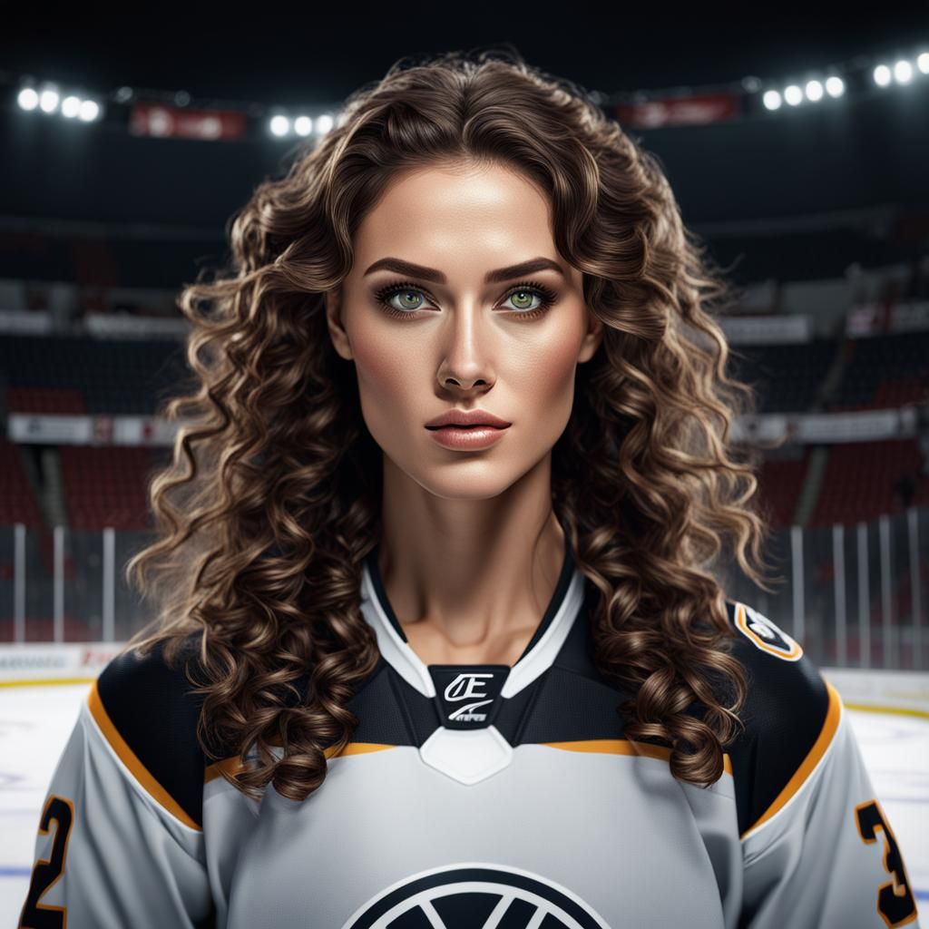 Young Woman Hockey Player: Fantasy Concept Art