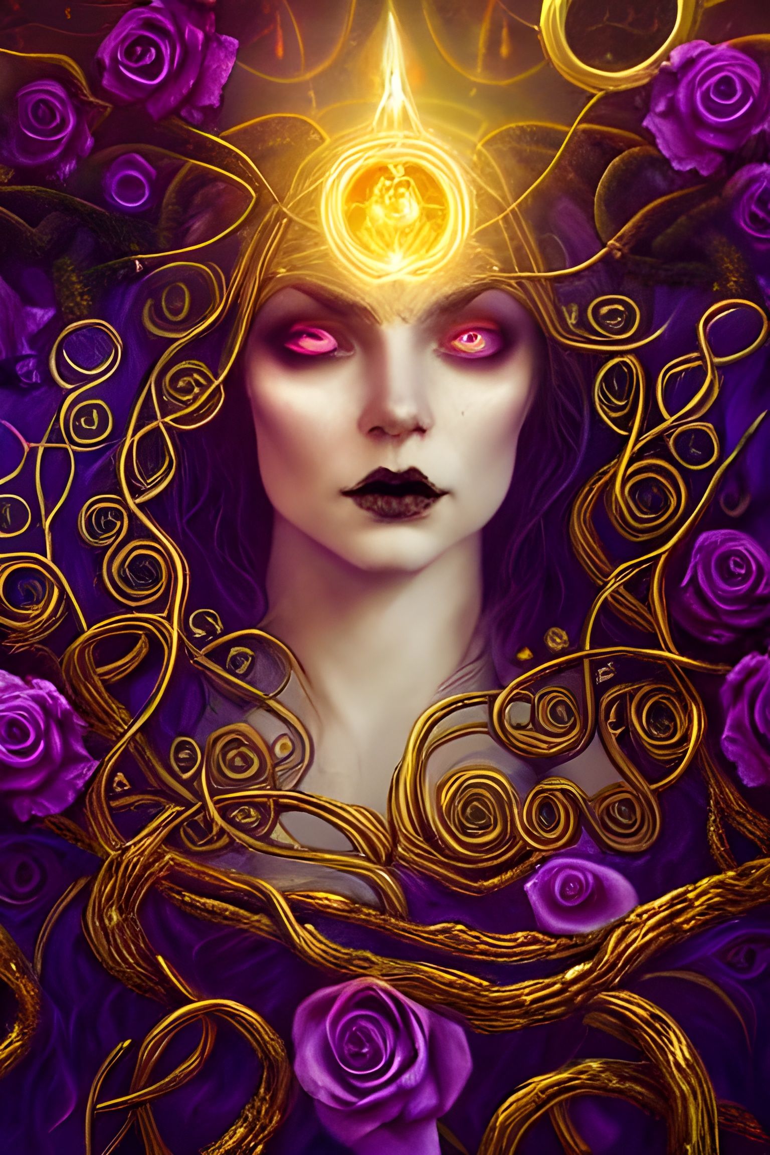 Cosmic Goddess of Good and Evil in Gothic Style